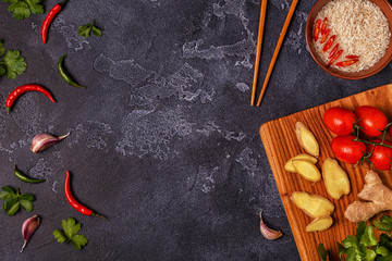 Ingredients of  asian spicy food.
