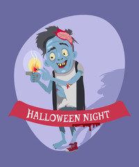 Halloween Night Crazy Zombie Vector Illustration