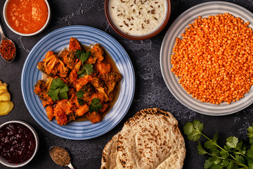 Traditional Indian curry with vegetables.