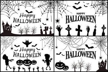 Happy Halloween with Icons Vector Illustration