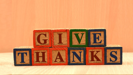 Happy Thanksgiving Words on Wooden Block decoration
