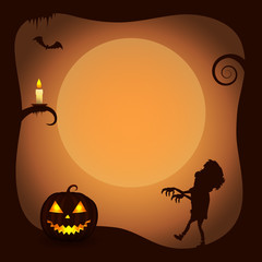 Halloween Poster Background with Zombie Silhouette
