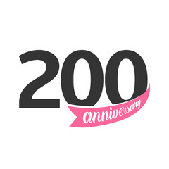 Two hundred Anniversary vector logo. Number 200. Illustration for greeting card, invitation, poster, marriage, commemoration, certificate.