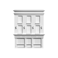 Irish pub building in thin line style. Architectural sketch, black and white 3d illustration.