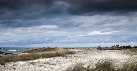 Small ligthouse coastline in Brittany, France