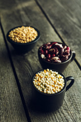 Couscous, red beans and wheat grains