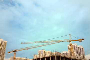 Fototapeta premium Construction Site with buildings and Crane
