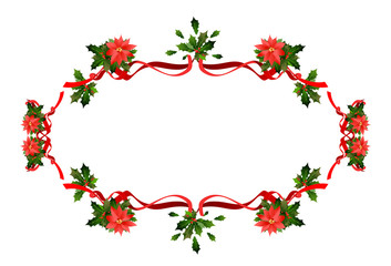 Holiday floral red frame