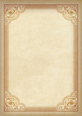 Template, background with a framework on piece of parchment. A3 page proportions.