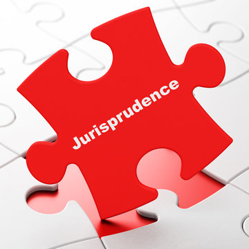 Law concept: Jurisprudence on Red puzzle pieces background, 3D rendering
