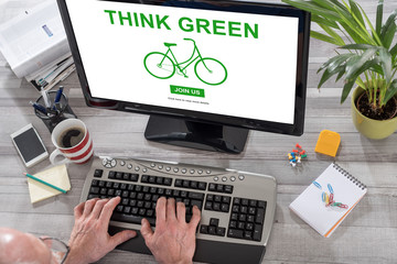 Think green concept on a computer