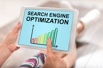 Search engine optimization concept on a tablet
