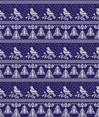 Christmas New Year's winter seamless festive Norwegian pixel pattern - Scandinavian style