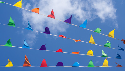 Multi-coloured Bunting Blowing in the Breeze