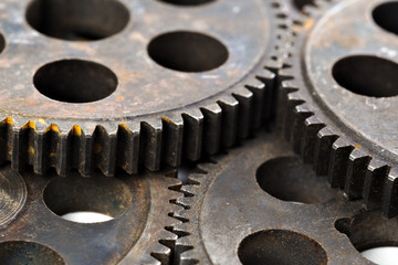 Close-up view of stack of gears