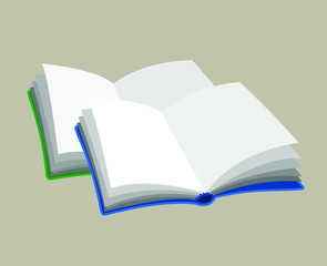 two open empty books blue and greeb color icon picture isolated vector illustration