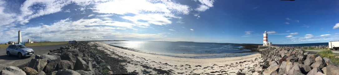 Iceland Reykjavik Island Lighthouse Beach Blue Sky