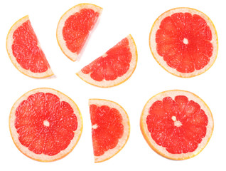 healthy food. sliced grapefruit isolated on white background top view
