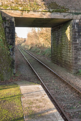 Fototapeta na wymiar Tracks through the bridge