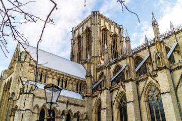 The York Minster with snow on