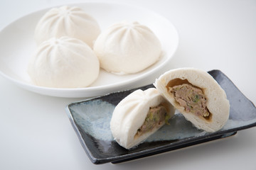isolated steamed chinese pork bun