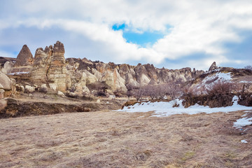 Beautiful landscape with strange mountains
