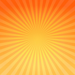 Abstract bright Yellow Orange gradient rays background. Vector