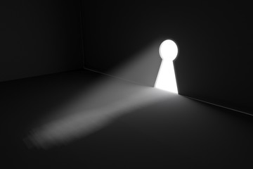 Keyhole rays volume light concept 3d illustration