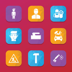 Fototapeta premium Worker icons. vector collection filled worker icons set.