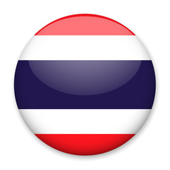 Flag of Thailand in the form of a round button with a light glare and a shadow. The symbol of Independence Day, a souvenir, a button for switching the language on the site, an icon.