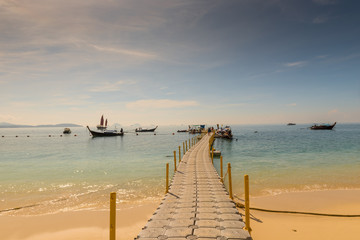 Fototapeta premium toned picture - view of the pontone with boats in Thailand on the island of Hong