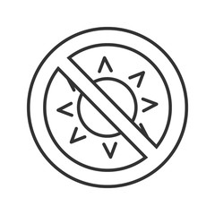 Forbidden sign with sun linear icon