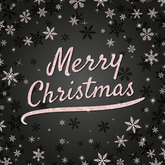 Fototapeta na wymiar Merry Christmas greeting card with shiny pink glittering text. Xmas vector