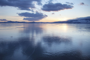ice of Lake Baikal, winter landscape
