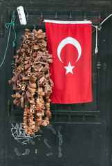 metal doors, with turkish flag