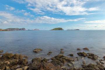 The coast of Des Canar in Ibiza, Balearic Islands