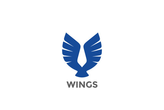 Eagle Bird Wings abstract silhouette Logo design vector