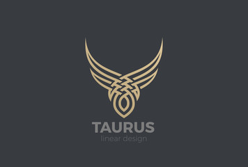 Bull Taurus silhouette Logo vector Linear. Steak house icon