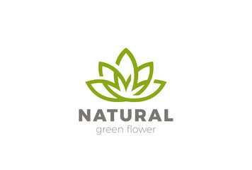 Flower Lotus abstract Logo vector. Green Luxury. Yoga icon
