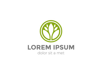 Flower circle abstract Logo vector. Green Eco Natural icon