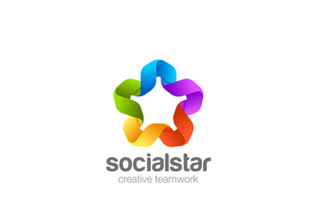 Social Teamwork Star Union Logo design vector. Partnership icon