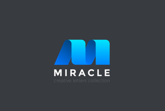 Letter M Logo ribbon design abstract vector template