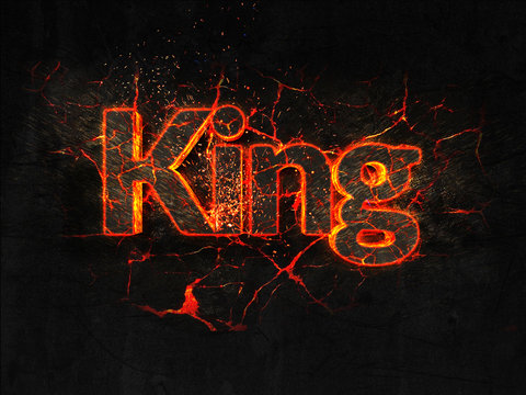 King Fire text flame burning hot lava explosion background.