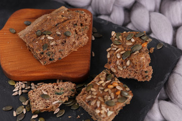 Homemade whole grain gluten free bread with seeds