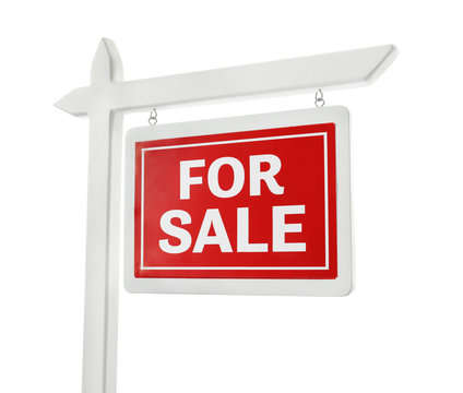 "For sale" sign on white background