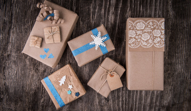 Creatively Christmas composition with gift boxes