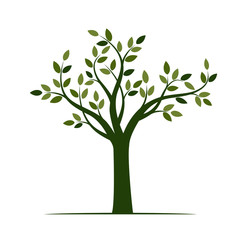 Obraz premium Shape of Green Tree with Leaves. Vector Illustration.
