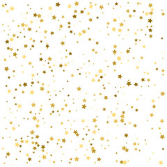 Abstract Background with Many Random Falling Golden Stars Confetti on Background. Invitation Background. Banner, Greeting Card, Christmas and New Year card, Postcard, Packaging, Textile Print