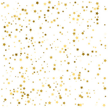 Abstract Background with Many Random Falling Golden Stars Confetti on Background. Invitation Background. Banner, Greeting Card, Christmas and New Year card, Postcard, Packaging, Textile Print