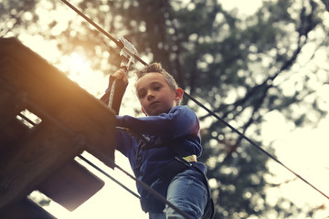 boy on zip line
